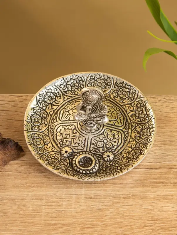 Подставка под благовония  Подставка под благовония "Будда в позе лотоса" алюминий 11х11х7 см