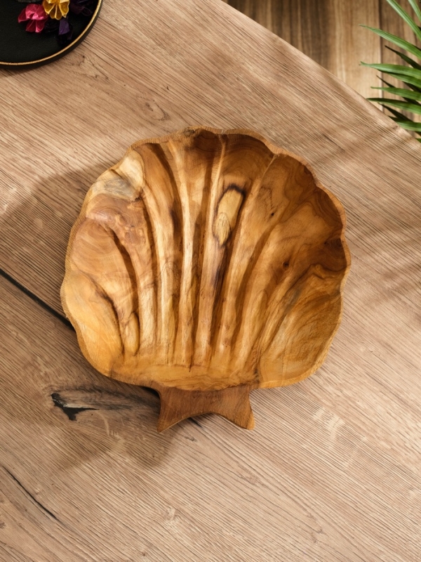 Тарелка Тарелка "Морская раковина" дерево Джати, 25х25х5 см, цв. коричневый