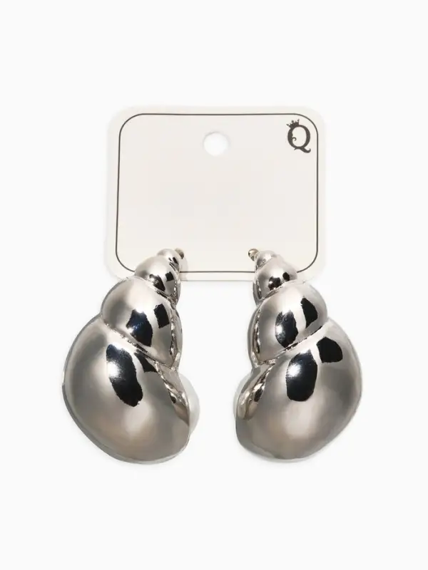 Серьги "Морской мир", улитка, цвет белый в серебре