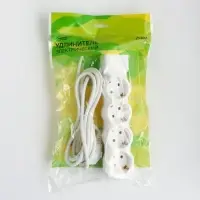 Удлинитель сетевой Luazon Lighting ECO, 4 розетки, 2.7 м, 16 А, 3500 Вт, заземление, белый