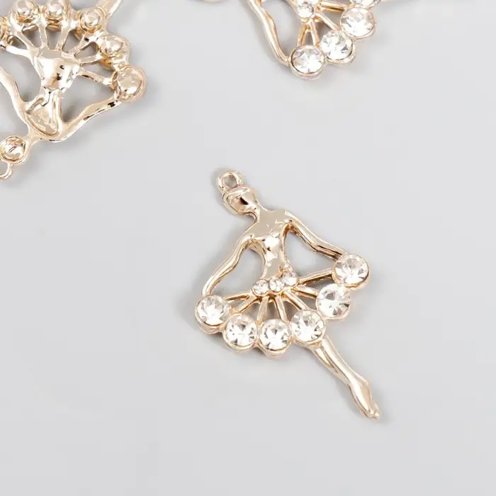 Декор для творчества металл, стразы "Балерина" золото 3,4х2,2 см Декор для творчества металл, стразы "Балерина" золото 3,4х2,2 см