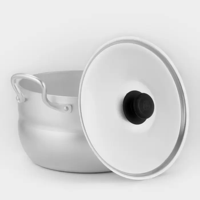 Кастрюля, 3 л, d=20 см, с крышкой, штампованный алюминий, серебристая