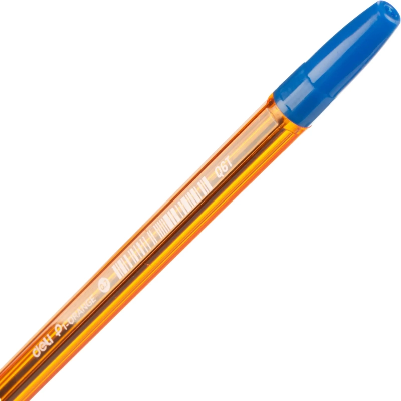 Ручка шариковая неавтомат. Deli P1-Orange EQ6T, пулев.нак,0.7мм,син.черн
