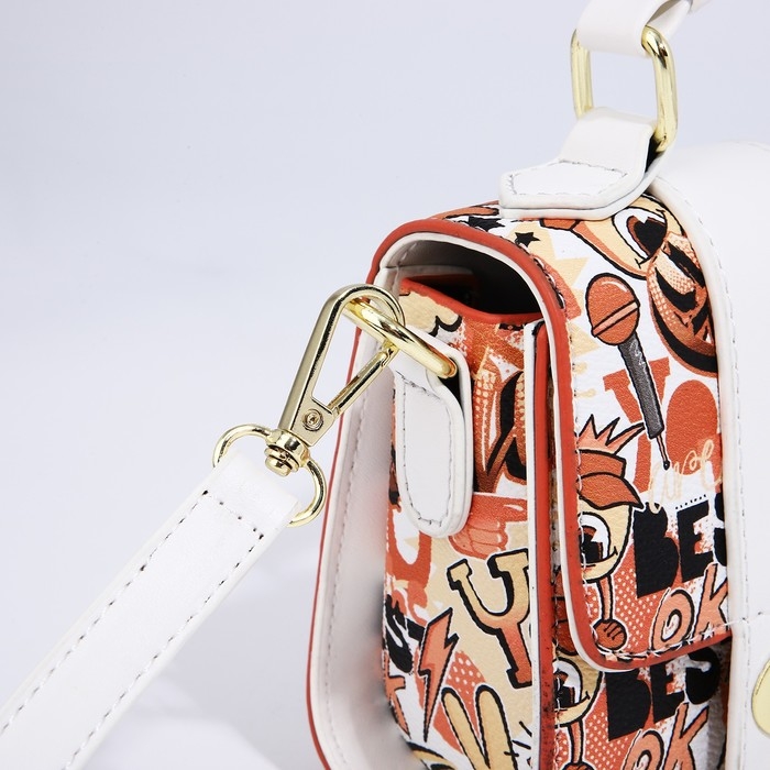 Сумка-мессенджер на застёжке, цвет коричневый/белый Сумка-мессенджер на застёжке, цвет коричневый/белый