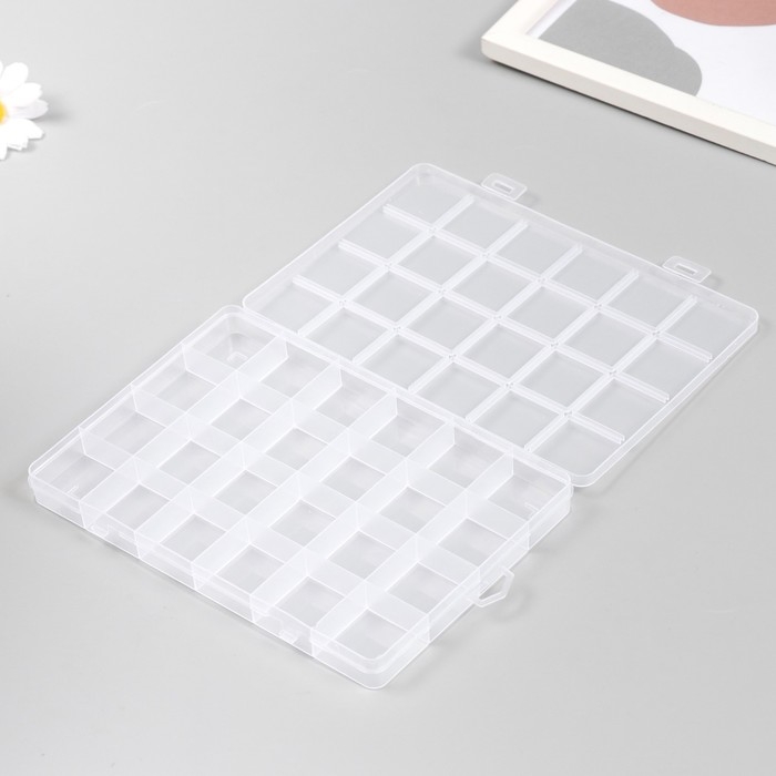 Шкатулка пластик для мелочей Шкатулка пластик для мелочей "Прямоугольная" 24 отделения 18,8х13х1,7 см