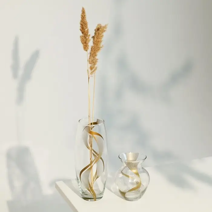 Ваза для цветов &laquo;Линии&raquo; стеклянная, прозрачная, 26 см, 1.7 л.
