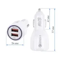USB автомобильное зарядное устройство AVS 2 порта UC-123 Quick Charge (3А)