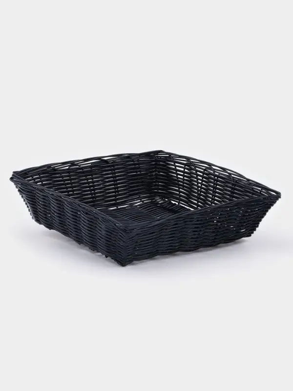 Корзинка для фруктов и хлеба Доляна &laquo;Плетёнка&raquo;, 24&times;24&times;6.5 см, пластик, плетёная, чёрная