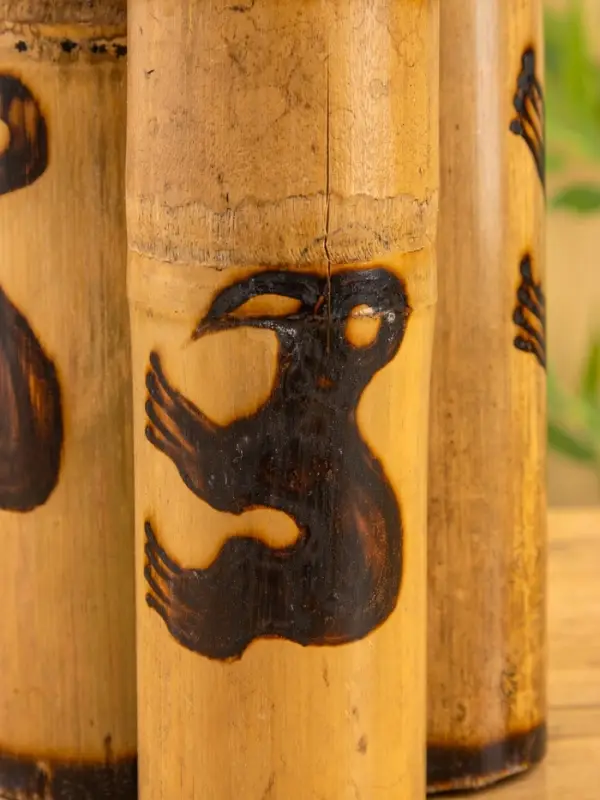 Свеча в бамбуке тройная «Птица», 14×14×30 см, 100 мл, бежевая