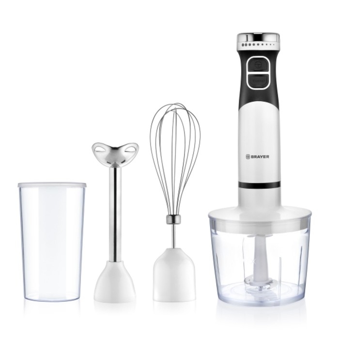 Блендер погружной BRAYER 1242BR, 800 Вт, , нержавеющие лезвия, 2 скорости, 2 насадки, белый Блендер погружной BRAYER 1242BR, 800 Вт, , нержавеющие лезвия, 2 скорости, 2 насадки, белый