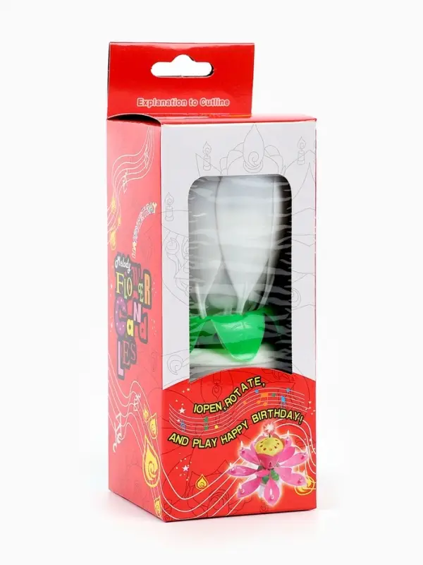 Свеча для торта музыкальная &laquo;Тюльпан&raquo;, крутящаяся, белая, 14.5&times;6 см