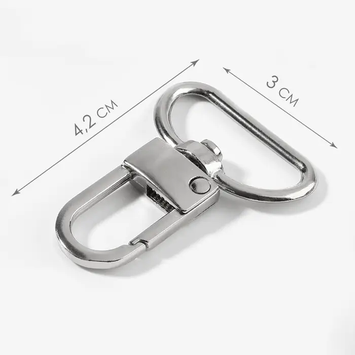 Карабин металлический, 42&times;30 мм / 25&times;2.5 мм, 5 шт., цвет серебряный