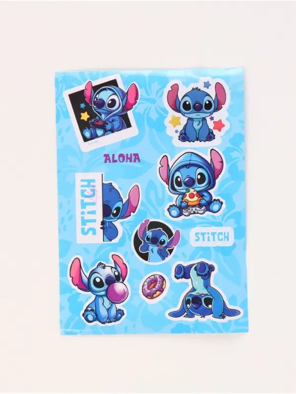 Блокнот с разделителями А6, 65 л ручка с кристаллами и стикеры-наклейки Стич 3 Блокнот с разделителями А6, 65 л ручка с кристаллами и стикеры-наклейки Стич 3