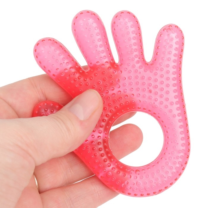 Прорезыватель охлаждающий с водой «Ладошка», цвет красный, Крошка Я