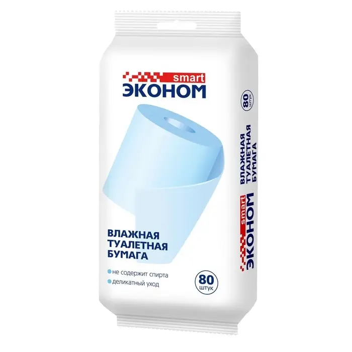 Туалетная бумага влажная Smart Эконом, 80 шт. Туалетная бумага влажная Smart Эконом, 80 шт.
