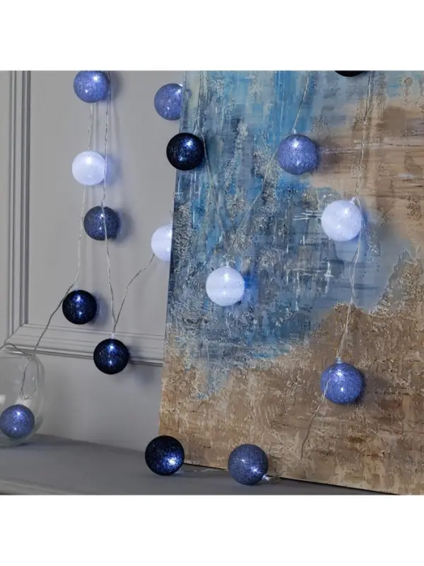 Гирлянда &laquo;Нить&raquo; 5 м с насадками &laquo;Клубки кофейные&raquo;, IP20, прозрачная нить, 20 LED, свечение белое, 220 В