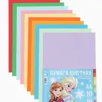 Бумага цветная тонированная, А4, 10 листов, 10 цветов, немелованная, двусторонняя, 80 г/м&sup2;, &laquo;Принцессы&raquo;