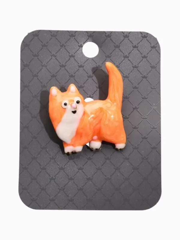 Брошь &laquo;Кот&raquo;, домашний, бело-коричневая в золоте