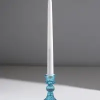 Стеклянный подсвечник на 1 свечу &laquo;Женева&raquo;, d=2.2 см, синий, 10.5&times;7.7&times;7.7 см