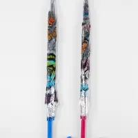 Зонт - трость полуавтоматический &laquo;Бабочки&raquo;, 8 спиц, R=43/60 см, d=86 см, рисунок МИКС