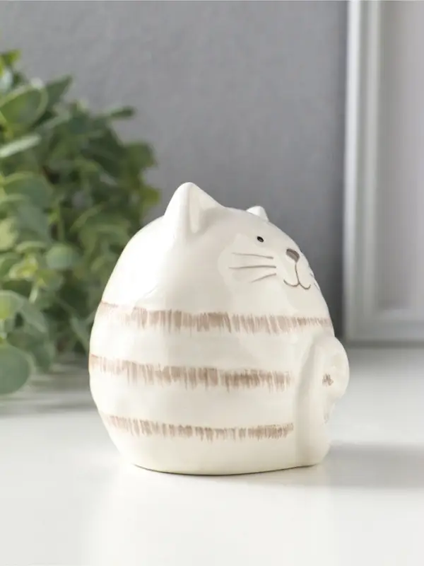 Сувенир керамика "Полосатый котик-шарик" 8х7,5х8,5 см