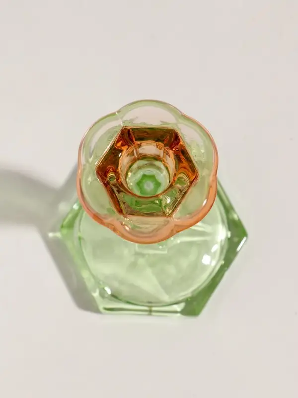 Подсвечник стекло  Подсвечник стекло "Градиент. Грани" оранжево-зелёный d=2,2 см 9,5х9,5х15,5 см