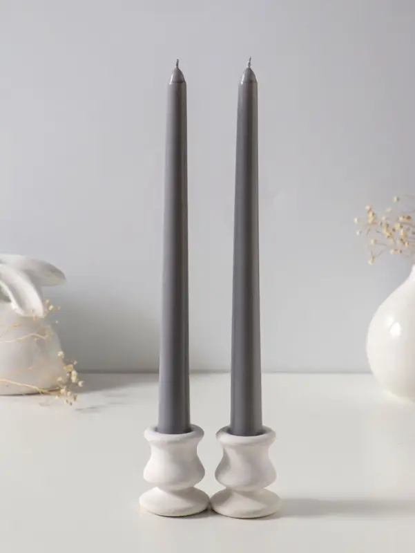 Набор свечей античных 25 см, 2 шт., 58 г, 7 ч, серый