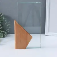 Наградная фигура стела &laquo;Геометрия&raquo;, верх 23&times;11.5 см, низ 15&times;9.3 см, стекло, дерево, 3.5&times;13&times;23 см