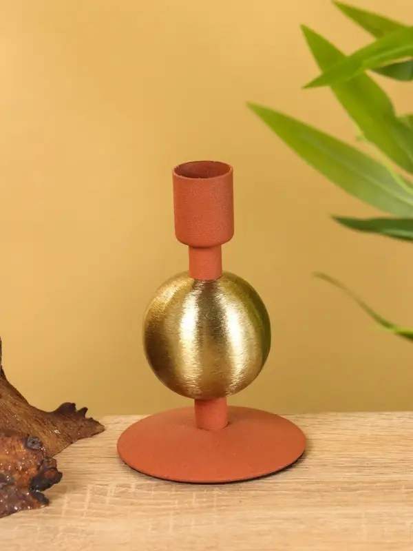 Подсвечник на 1 свечу текстурный "Терракотовый" с 1 сферой 7,5х7,5х11,5 см