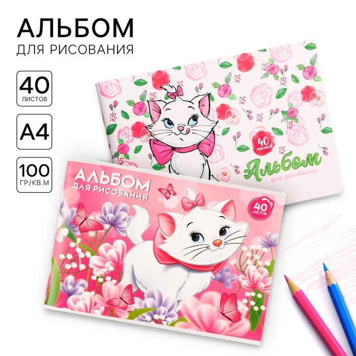 Набор альбомов для рисования на скрепке 40 листов, 2 штуки, Коты-аристократы Набор альбомов для рисования на скрепке 40 листов, 2 штуки, Коты-аристократы