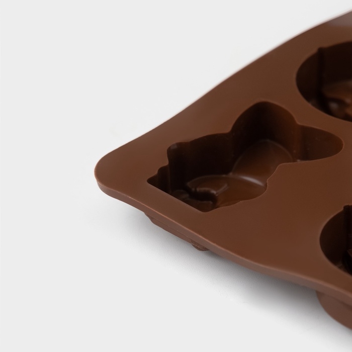 Форма для шоколада Доляна «Пасха», силикон, 20,7×10,6×3 см, 8 ячеек, коричневая