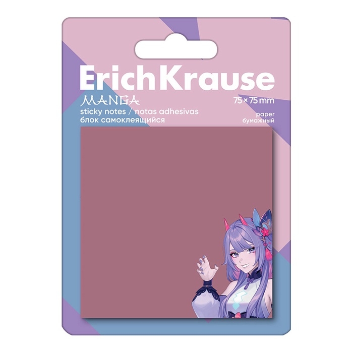 Блок с липким краем бумажный 75х75 мм, ErichKrause  Блок с липким краем бумажный 75х75 мм, ErichKrause "Manga", 50 листов