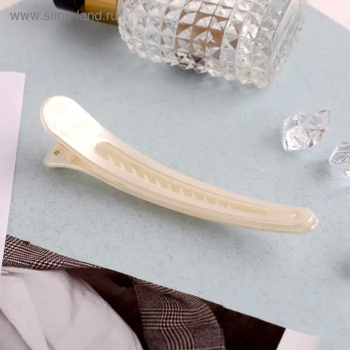 Зажим для волос «Бусины», 10.5 см, белый