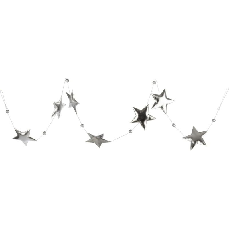 Бусы новогодние  Magic Time Серебристые звезды 170x1.5 см