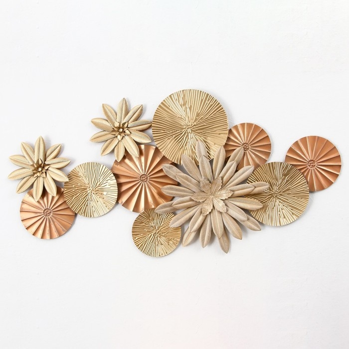 Декор настенный металл  Декор настенный металл "Цветы в пустыне" золото 120х7х60 см