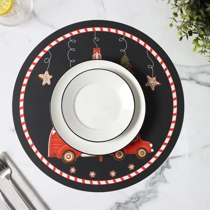 Салфетка новогодняя сервировочная на стол Доляна «Пряник», d=36 см