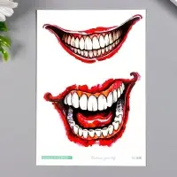 Переводные тату на тело цветные &laquo;Улыбка Джокера&raquo;, 15&times;10.5 см