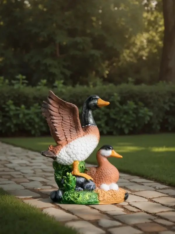 Садовая фигура из полистоуна &laquo;Утка с селезнем&raquo;, 24&times;17&times;35 см