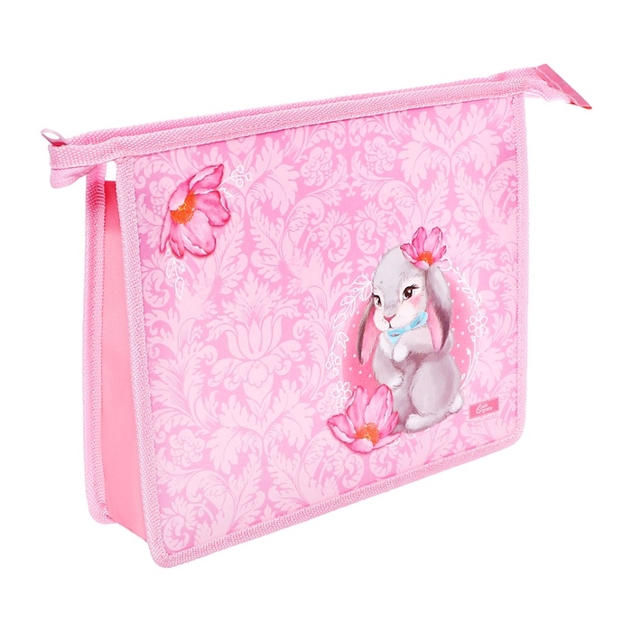 Папка для тетрадей А5, 230 х 190 х 50 мм, молния сверху, пластиковая, Calligrata  Папка для тетрадей А5, 230 х 190 х 50 мм, молния сверху, пластиковая, Calligrata "Зайчик"