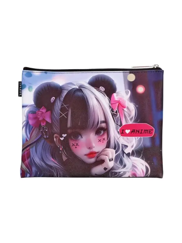 Папка для тетрадей А5, 205&times;270 мм, deVENTE I Love Anime, молния сверху, плоская, для девочки