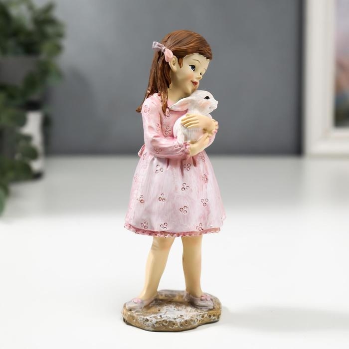 Сувенир полистоун детство "Малышка Алиса с белым кроликом" 14х5,7х4,7 см