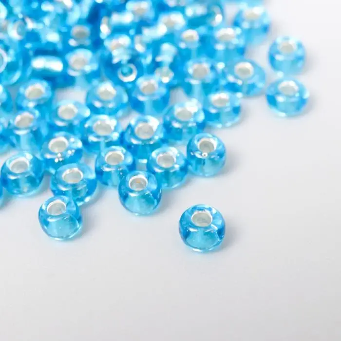 Бисер круглый 6/0 в бутылочке  Бисер круглый 6/0 в бутылочке "Голубой" прозрачно-цветной 20 гр