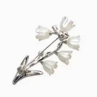 Брошь "Цветы Ландышей", цвет бело-зелёный в серебре