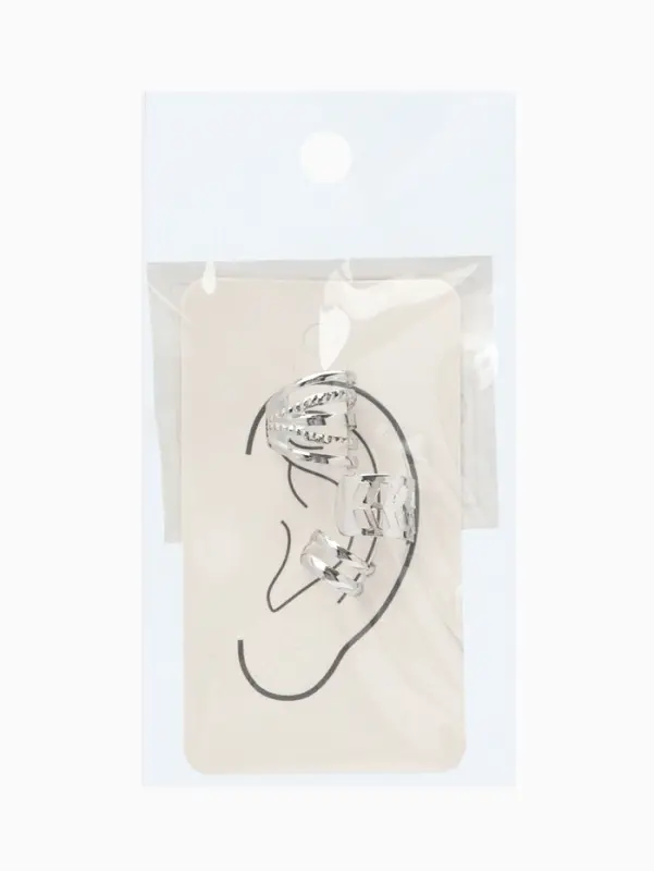 Серьги каффы &laquo;Узор&raquo;, набор 3 шт. цвет серебро