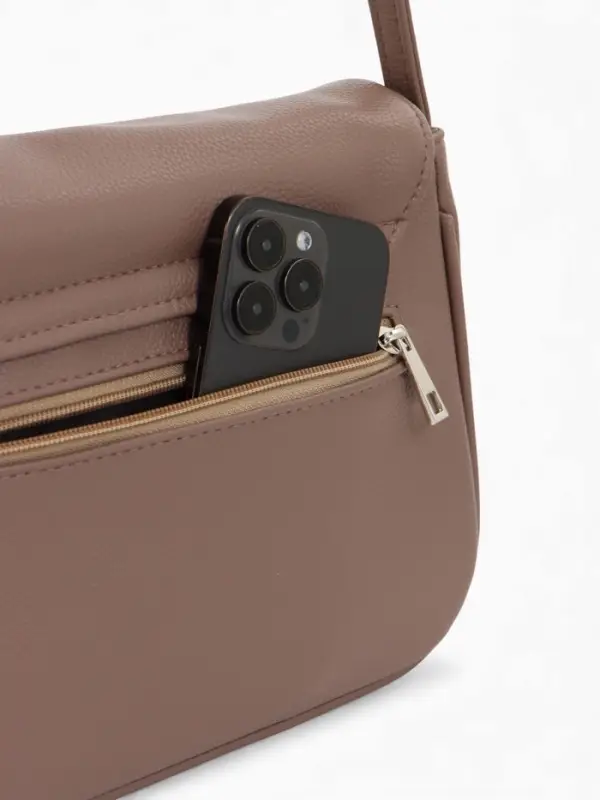 Сумка женская мессенджер TEXTURA на магните, 25&times;7.5&times;19 см, бежевая