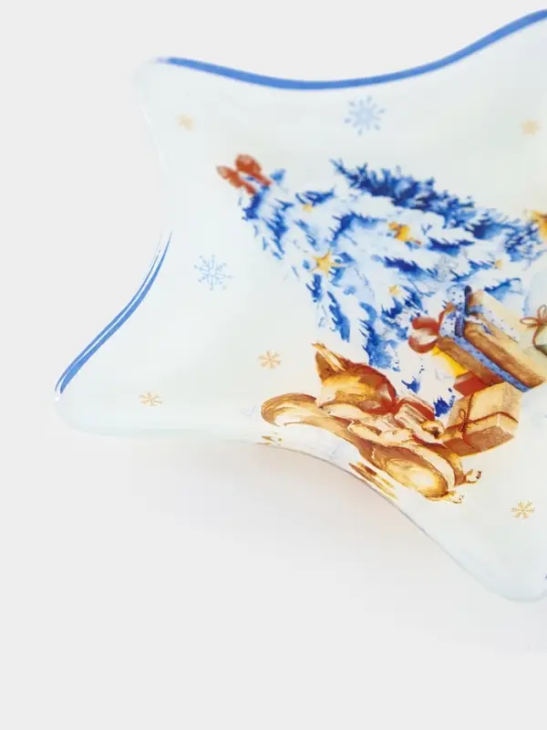 Блюдо сервировочное звезда "Новый Год в лесу" 15 см