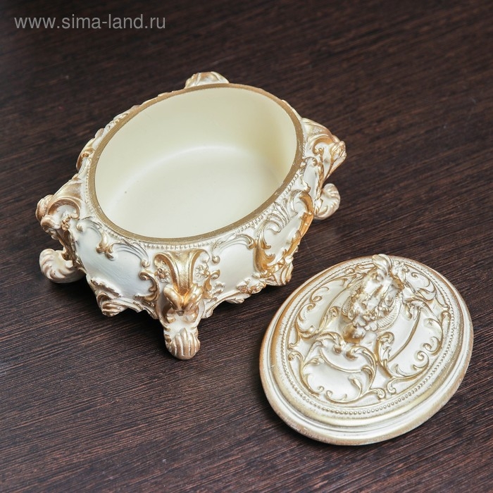 Шкатулка, слоновая кость/золото 15х12х14см Шкатулка, слоновая кость/золото 15х12х14см