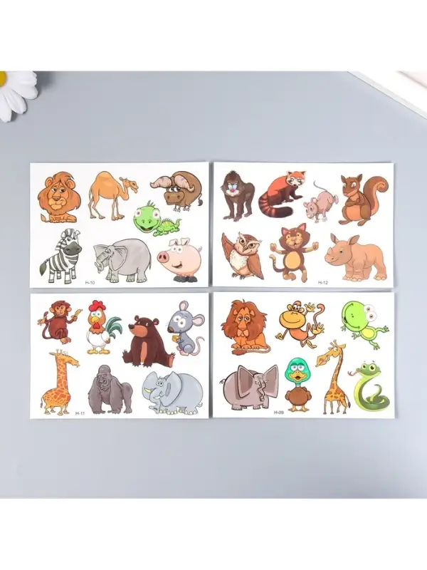 Татуировка на тело цветная "Забавные звери" 11,5х8 см МИКС