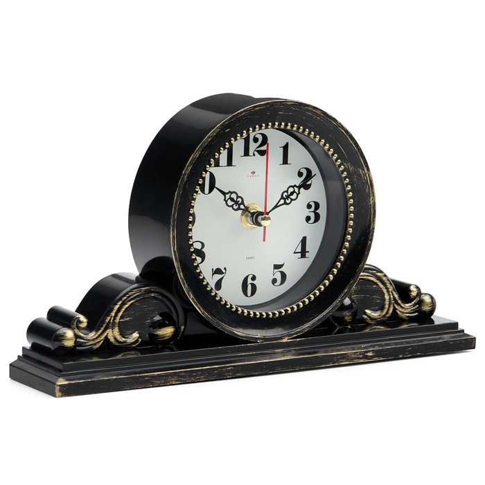 Часы настольные, интерьерные Часы настольные, интерьерные "Милица", бесшумные, d-9.5 см, корпус чёрный с золотом