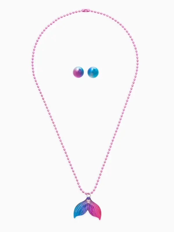 Набор детских украшений &laquo;Выбражулька. Хвост русалки&raquo;, 2 предмета: кулон, пусеты, разноцветный